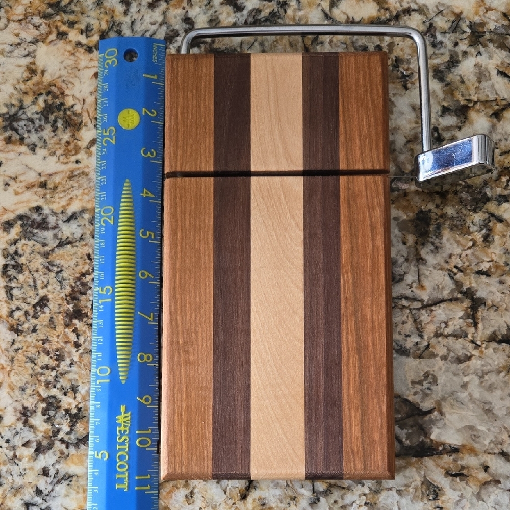 Hand Crafted Wooden Cheese Slicer - Brown and Tan